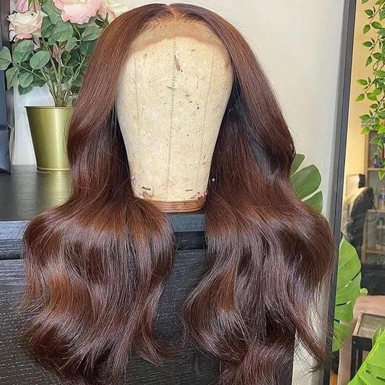 Affordable 4x4/5x5 Transparent Lace Chocolate Brown Lace Closure Wig Body Wave