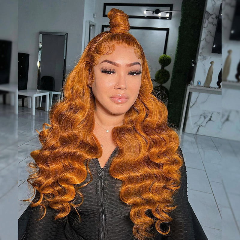 Now Trending! Ginger Orange Body Wave Human Hair 13x4 Lace Front Wig