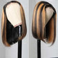 Piano Color Black Roots Bob Wig 4x4/5x5 Closure Wig Straight Blunt Cut