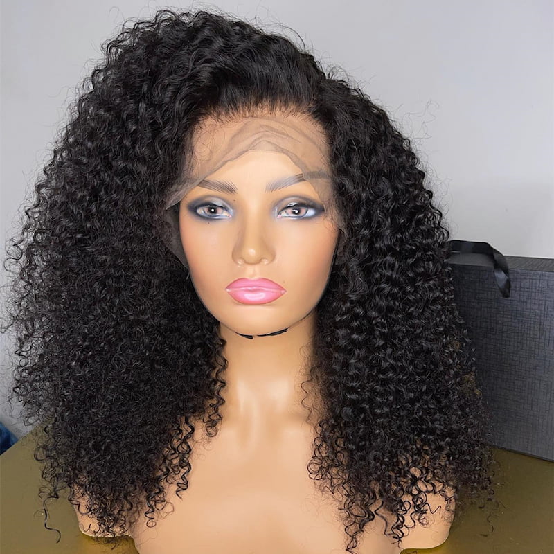 Kinky Curly Transparent Swiss Lace Wig 13x4 Front Lace Wig Human Hair