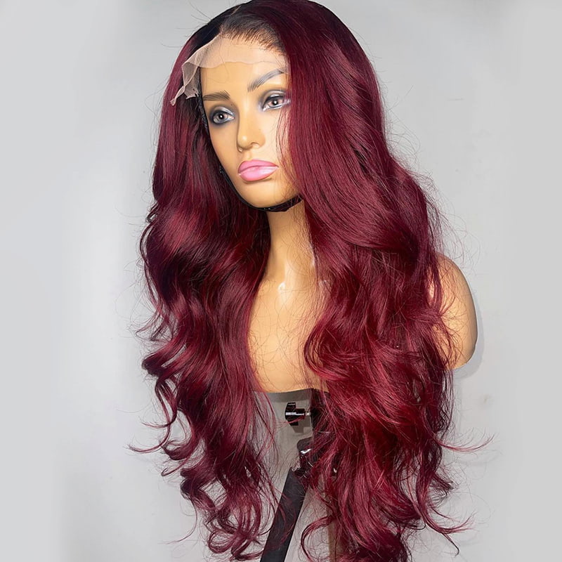 Hot Sale Ombre Burg Body Wave Glueless Wig 13x4 Lace Front Wig