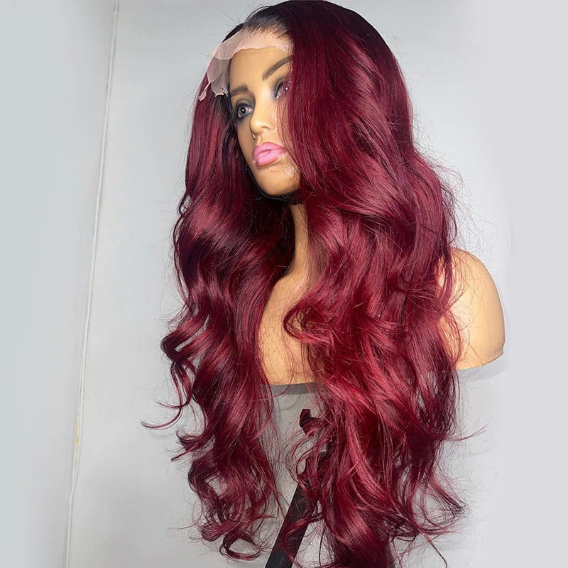 Hot Sale Ombre Burg Body Wave Glueless Wig 13x4 Lace Front Wig