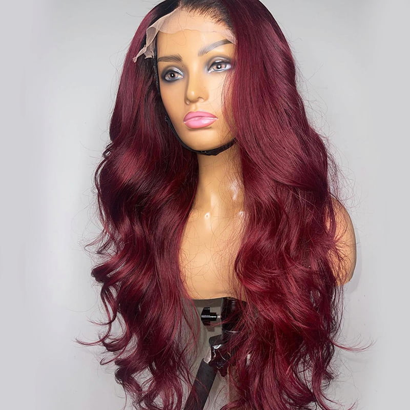 Hot Sale Ombre Burg Body Wave Glueless Wig 13x4 Lace Front Wig