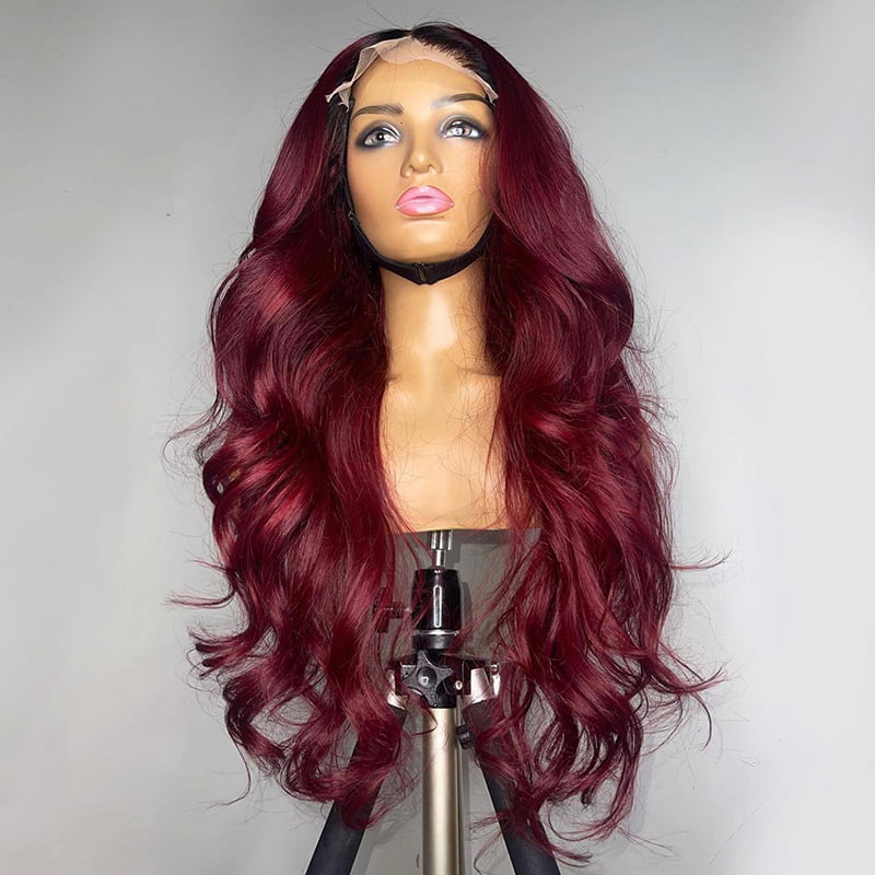 Hot Sale Ombre Burg Body Wave Glueless Wig 13x4 Lace Front Wig