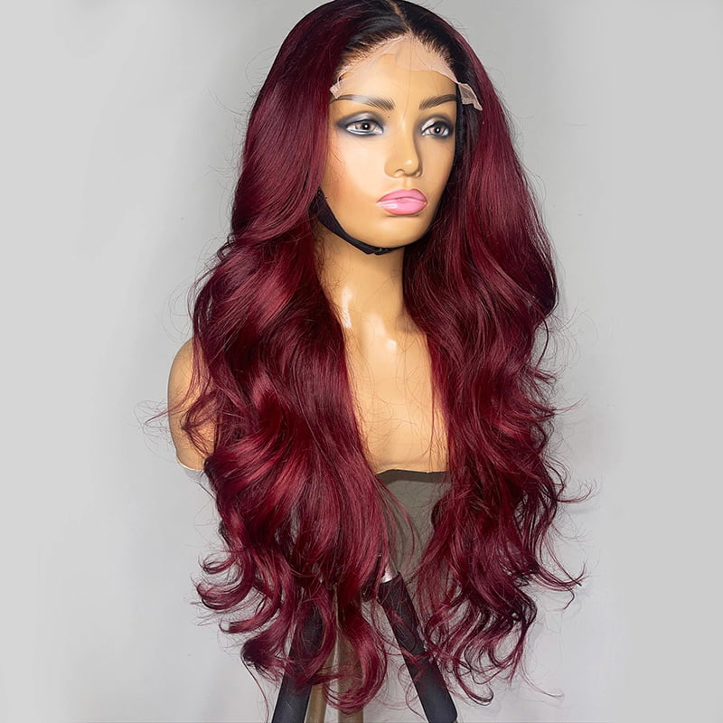 Hot Sale Ombre Burg Body Wave Glueless Wig 13x4 Lace Front Wig