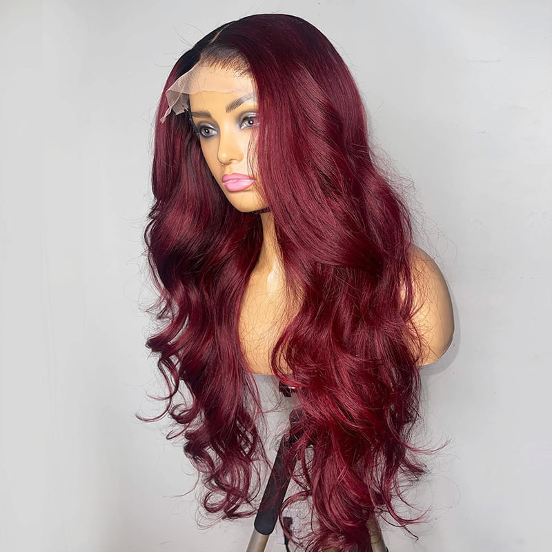 Hot Sale Ombre Burg Body Wave Glueless Wig 13x4 Lace Front Wig