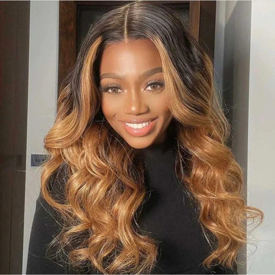 Two Tone With Highlight Body Wave Glueless Wig 13x4 Lace Front Wig