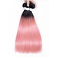Ombre Pink Silky Straight Hair Extensions 3 Bundles with 4x4 Lace Closure Free Part