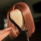 Reddish Brown Short Front Lace Bob Wig Transparent Swiss Lace 180% Density